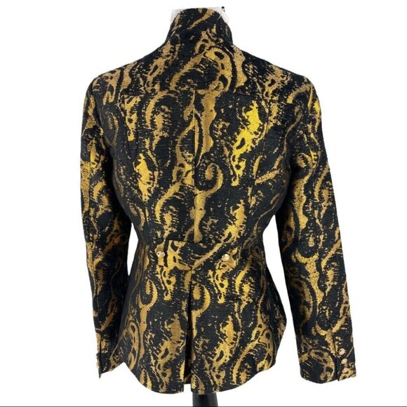 Ark & Co. Women's NWT Black Gold Formal Metallic Silk Wool Luxury Jacket M/C38 - Picture 8 of 10